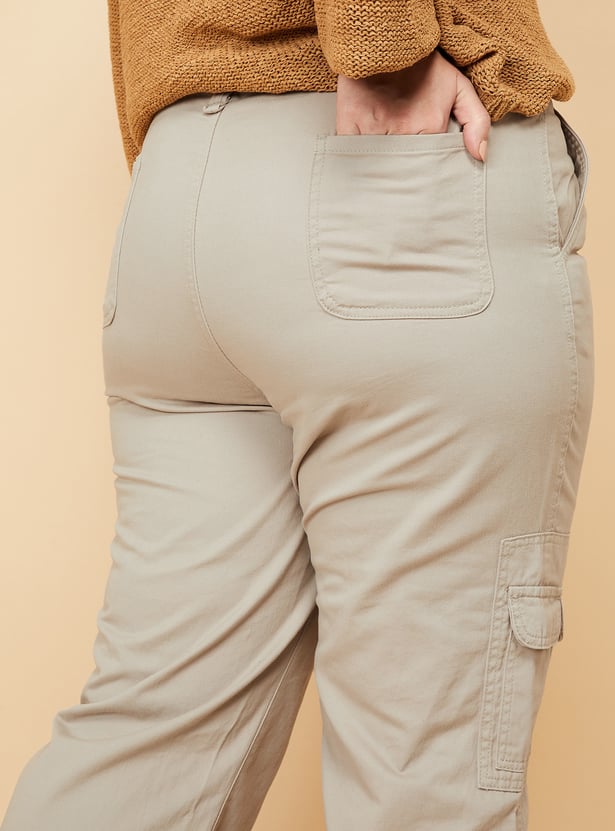 Women Solid Cargo Trousers