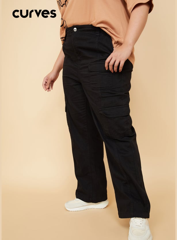 Women Solid Cargo Trousers