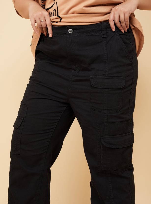 Women Solid Cargo Trousers