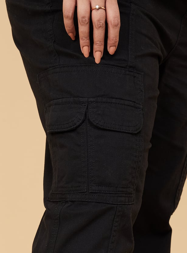Women Solid Cargo Trousers