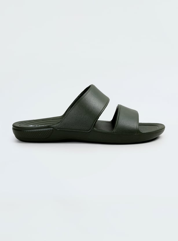 Men Solid Double Strap Sliders