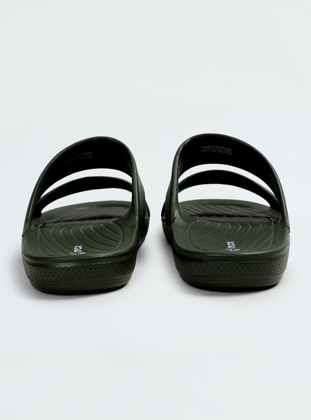 Men Solid Double Strap Sliders