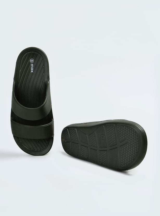 Men Solid Double Strap Sliders