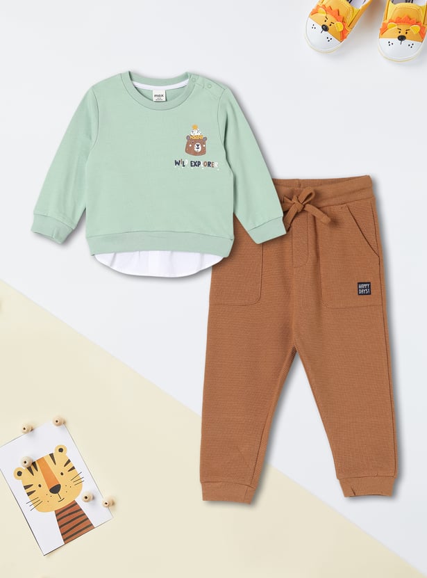 Boys Printed Sweatshirt with Joggers