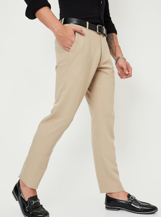 Men Solid Slim Fit Formal Trousers