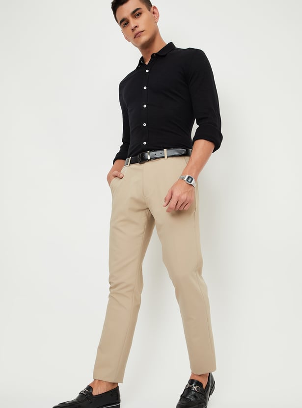 Men Solid Slim Fit Formal Trousers