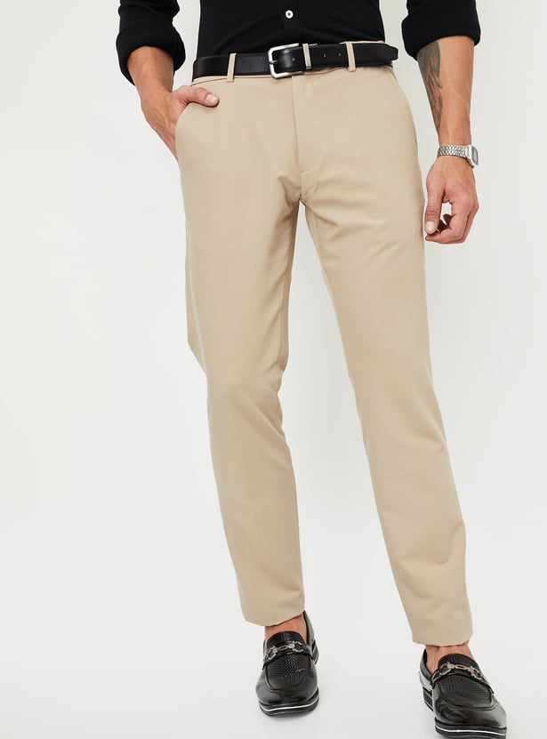 Men Solid Slim Fit Formal Trousers