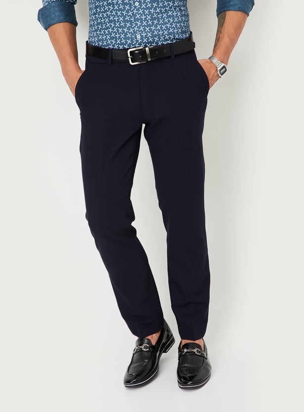 Men Solid Slim Fit Formal Trousers