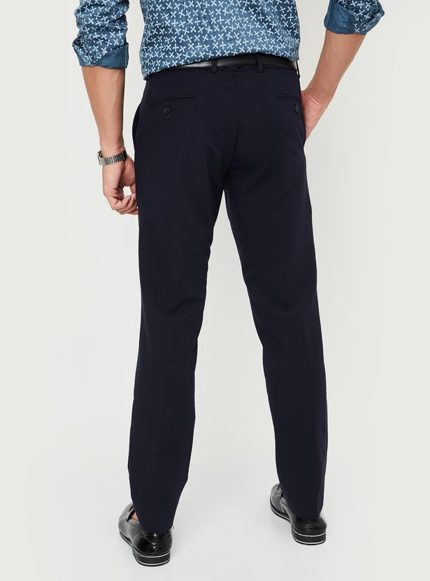 Men Solid Slim Fit Formal Trousers