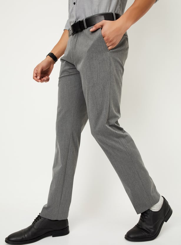 Men Solid Slim Fit Formal Trousers