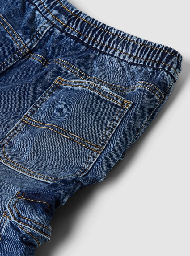 Boys Washed Denim Cargo Joggers