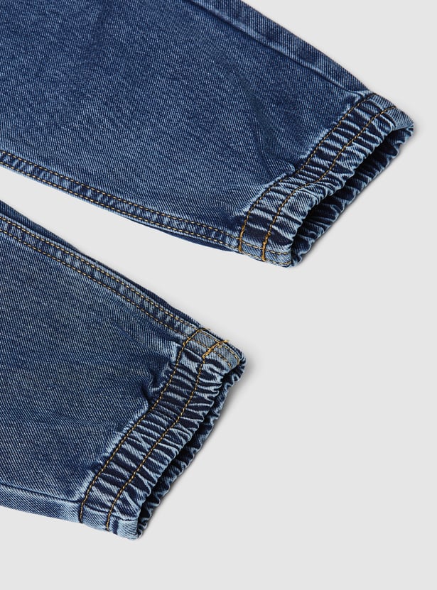 Boys Washed Denim Cargo Joggers