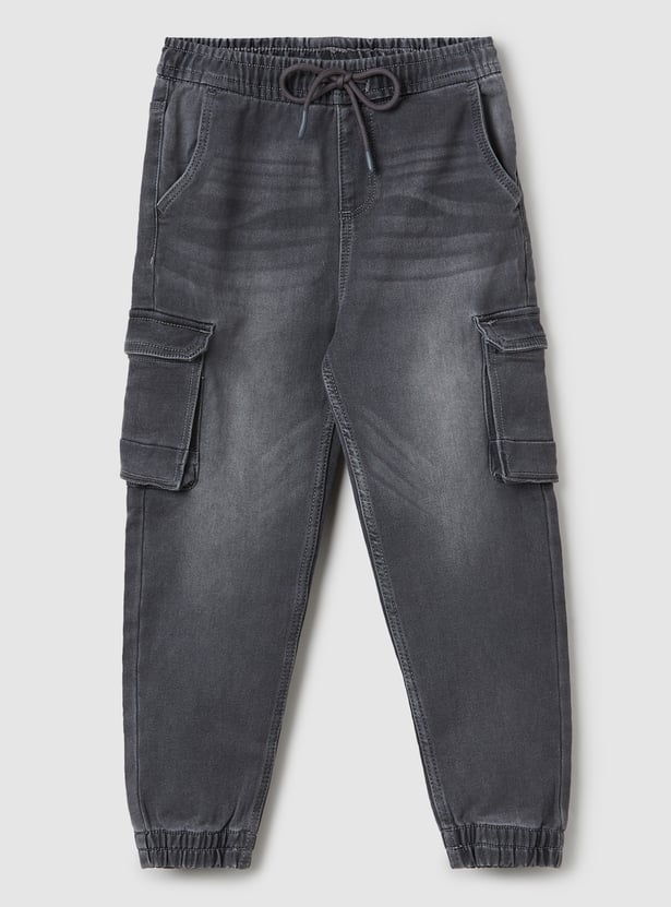 Boys Washed Cargo Jeans