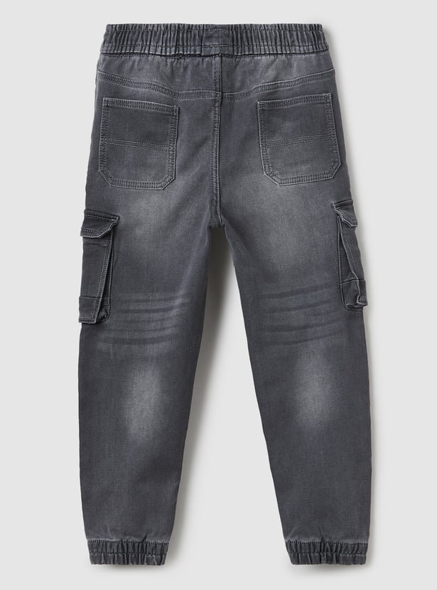 Boys Washed Cargo Jeans