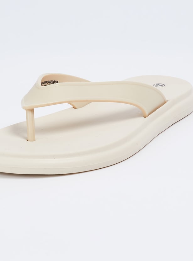 Women Solid V-Strap Slippers