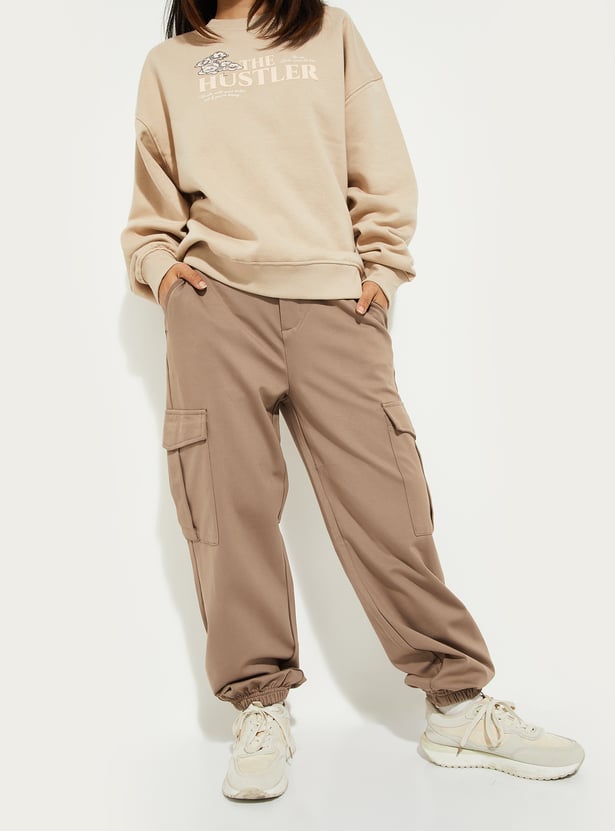 Buy URB_N Women Solid Cargo Joggers Online at just
