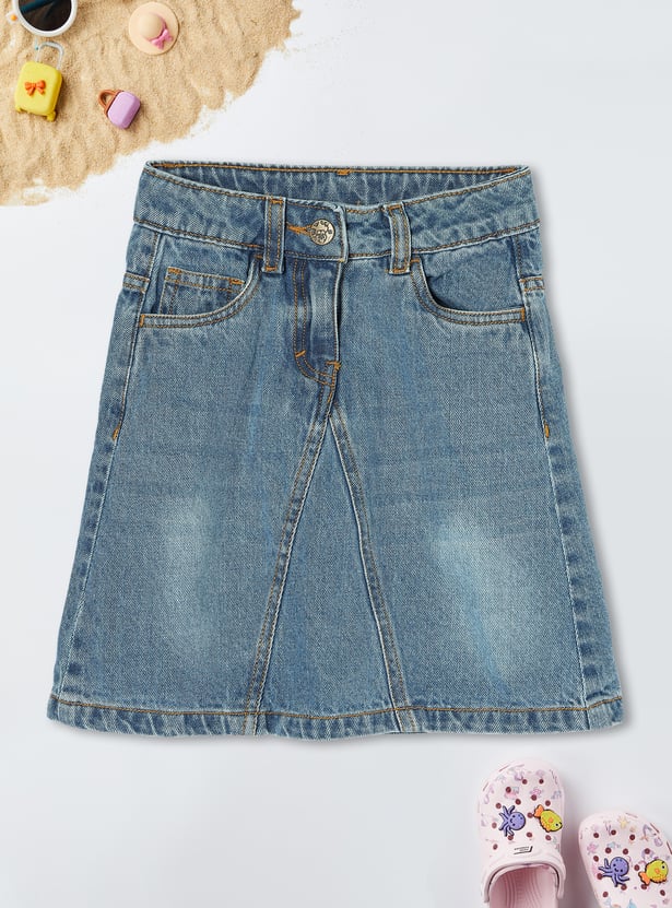 Girls Washed Denim Skirt