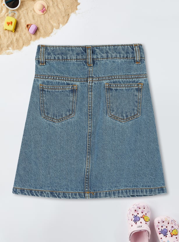 Girls Washed Denim Skirt