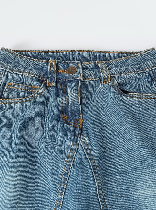 Girls Washed Denim Skirt