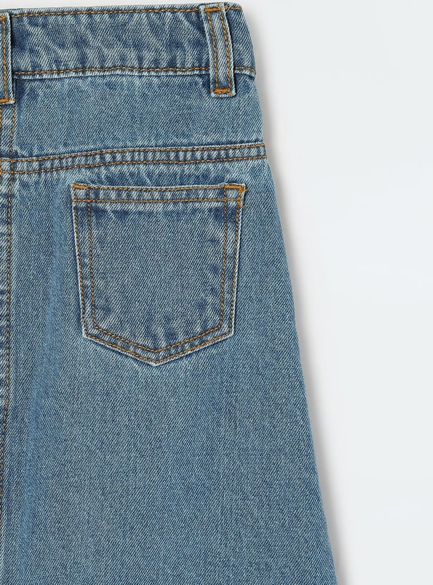 Girls Washed Denim Skirt