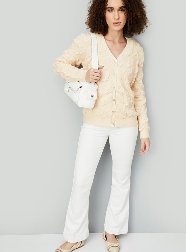 Women Pearl Embellished Cardigan