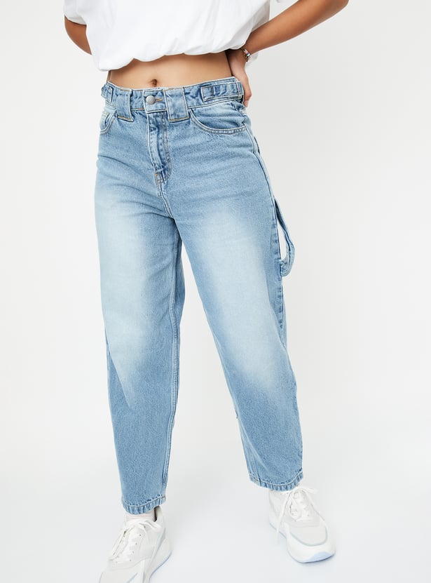 Girls Washed Balloon Fit Jeans