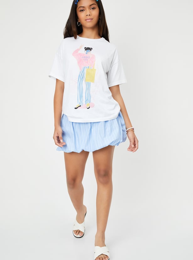 Girls Oversized Graphic Printed T-shirt