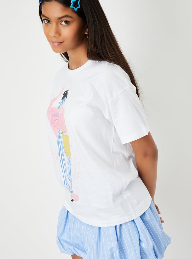 Girls Oversized Graphic Printed T-shirt