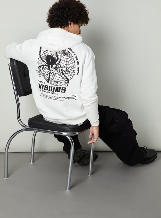 Men Back Printed Hooded Sweatshirt