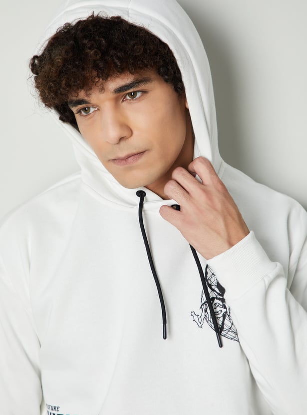 Men Back Printed Hooded Sweatshirt