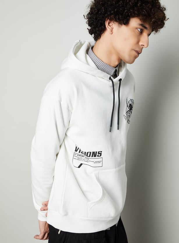 Men Back Printed Hooded Sweatshirt