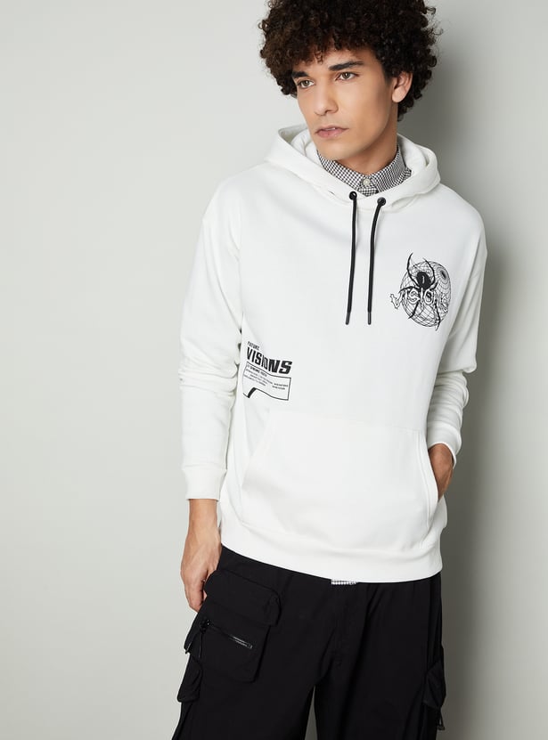 Men Back Printed Hooded Sweatshirt