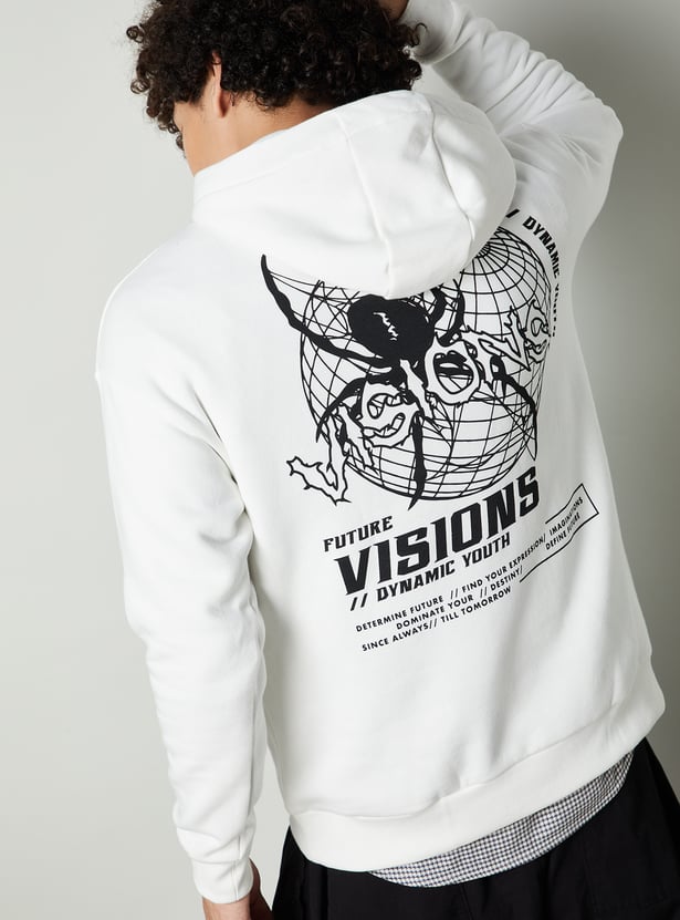 Men Back Printed Hooded Sweatshirt