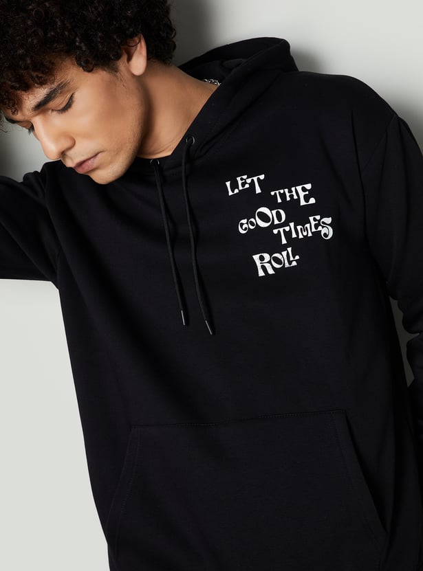 Men Back Printed Hooded Sweatshirt