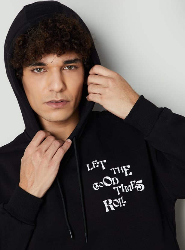 Men Back Printed Hooded Sweatshirt