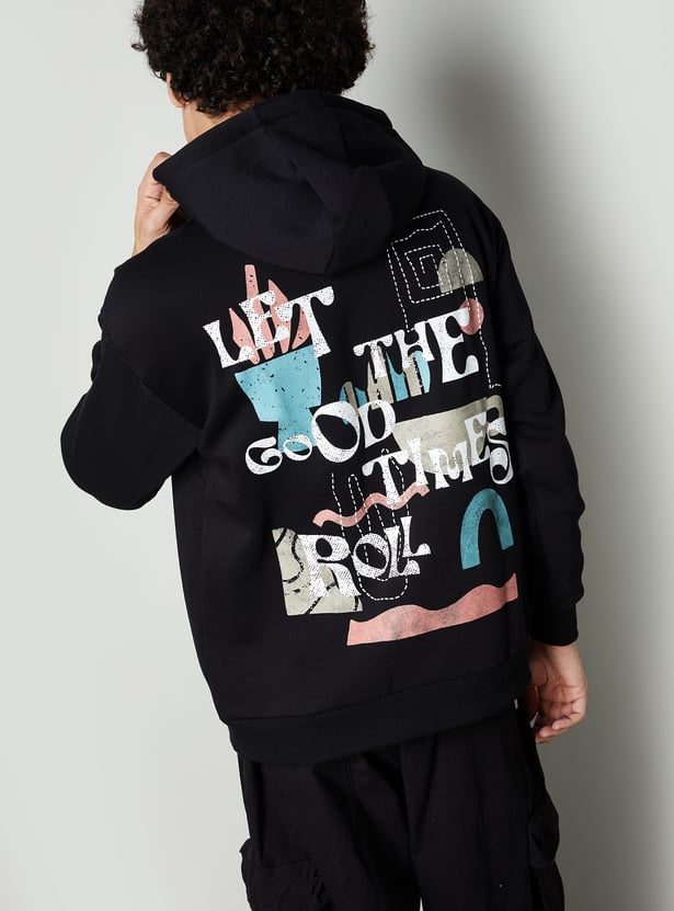 Men Back Printed Hooded Sweatshirt