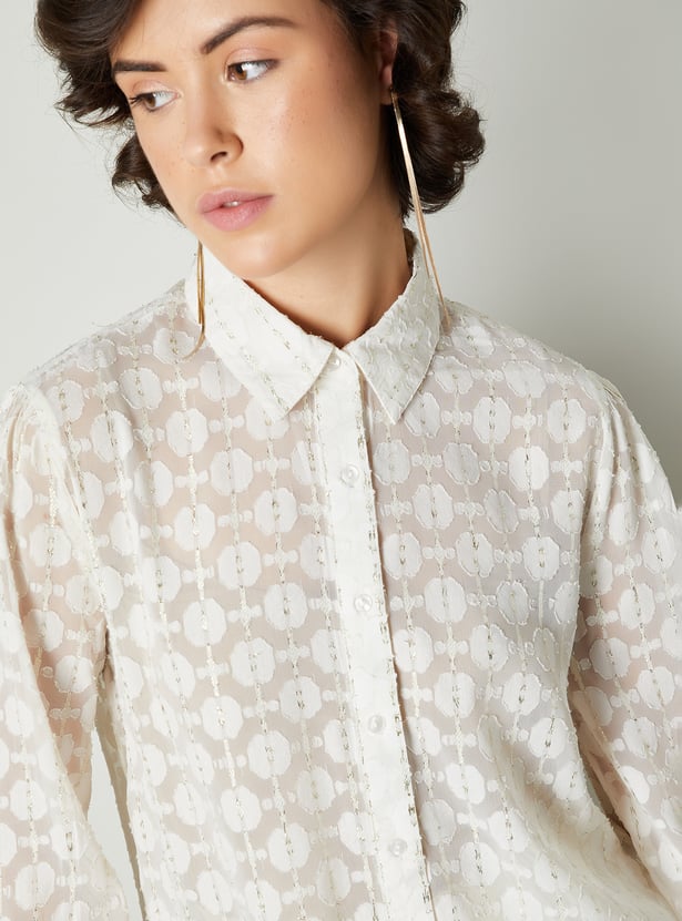 Women Floral Jacquard Shirt