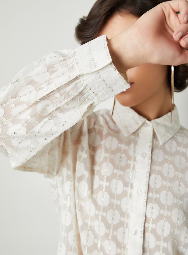 Women Floral Jacquard Shirt