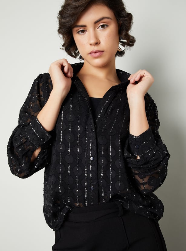 Women Floral Jacquard Shirt