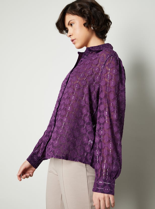 Women Floral Jacquard Shirt