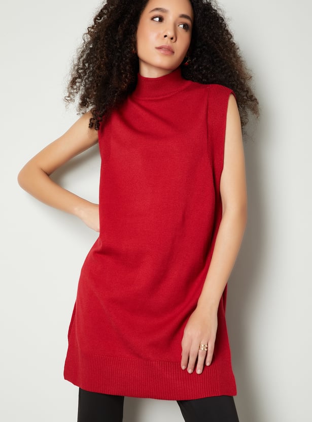 Women Knit Longline Sweater