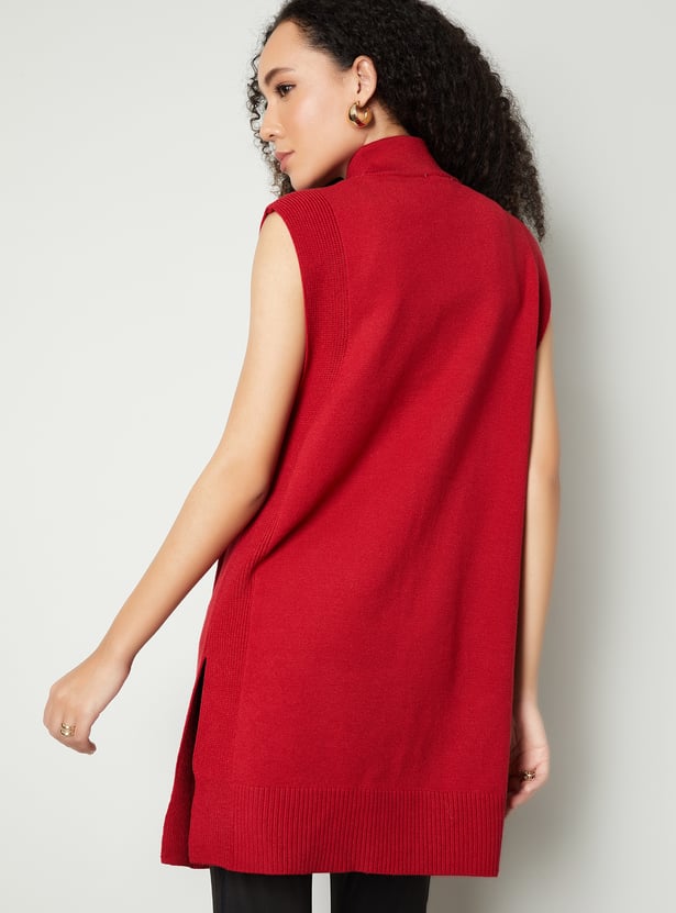 Women Knit Longline Sweater