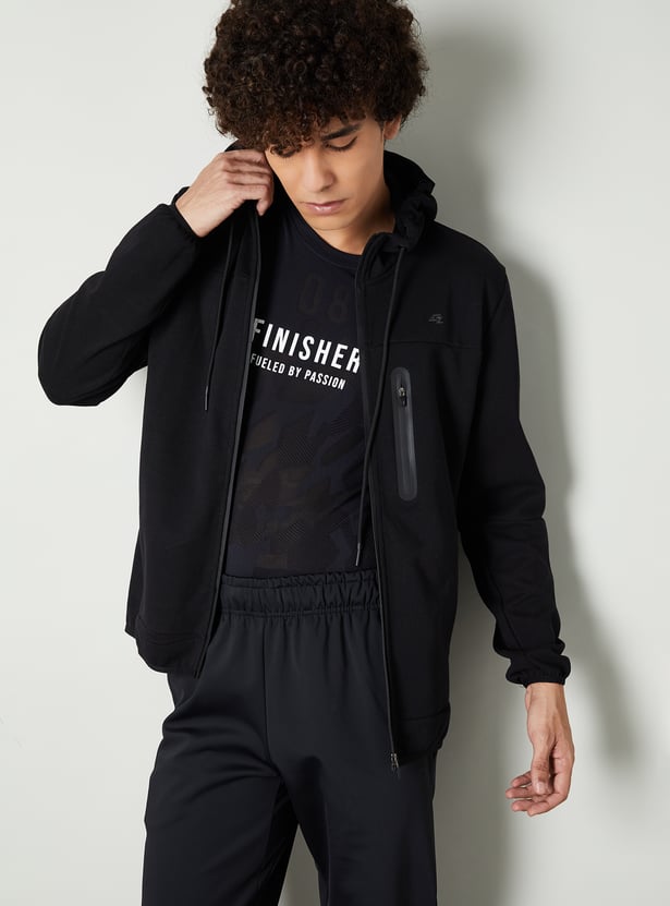 Men Panelled Sweatshirt with Hood