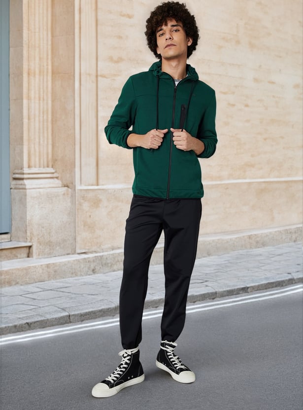 Men Panelled Sweatshirt with Hood