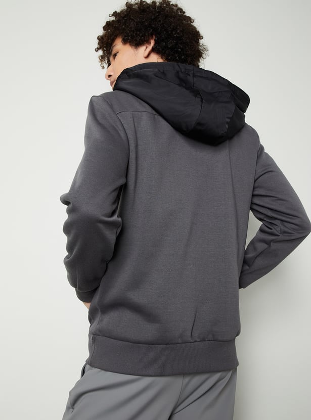 Men Colourblock Hooded Sweatshirt