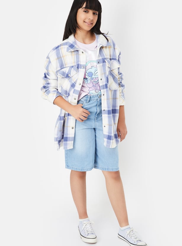 Girls Tartan Checked Shacket