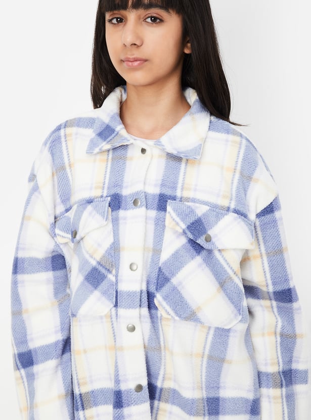 Girls Tartan Checked Shacket