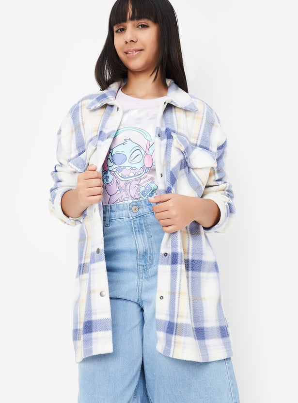 Girls Tartan Checked Shacket