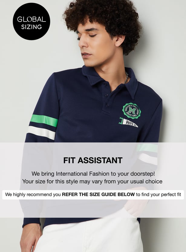Men Striped Polo Sweatshirt