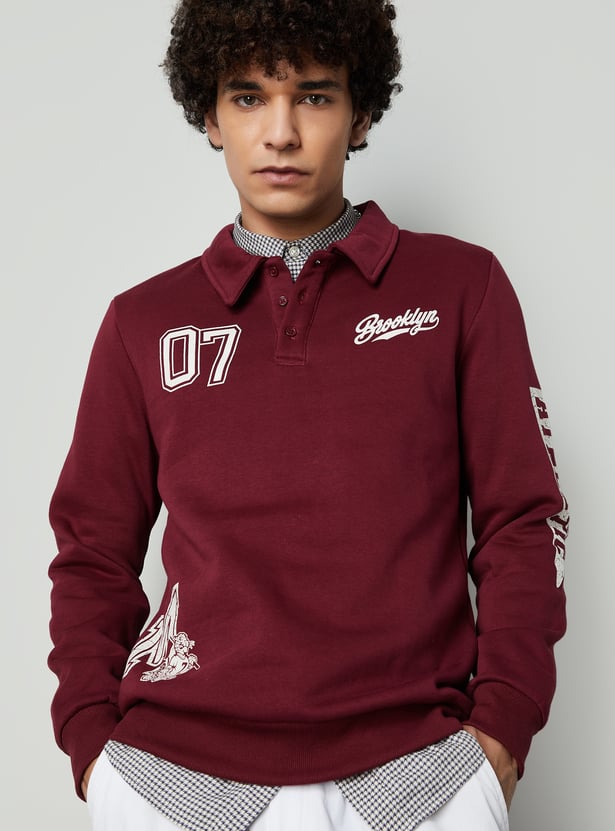 Men Printed Polo Sweatshirt